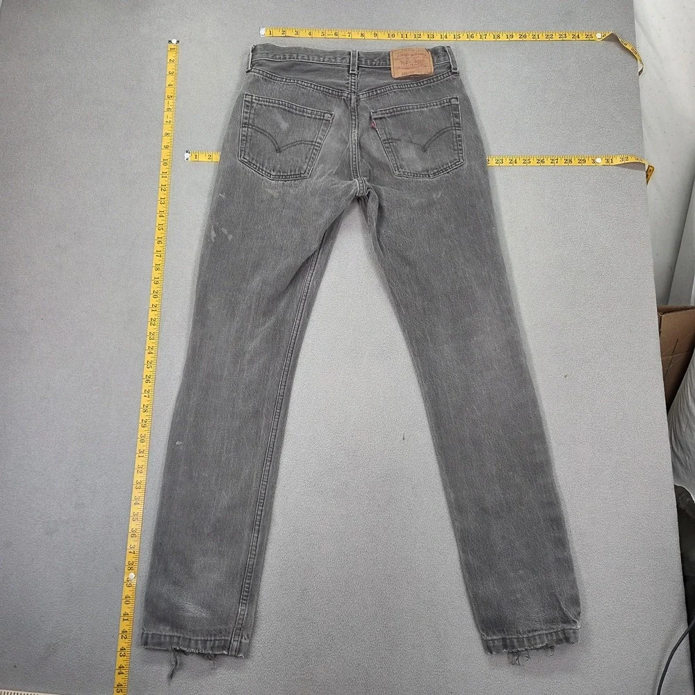 Vintage Levis 501 Jeans Mens Gray Button Fly Made USA Stains Fits‎ 29x31